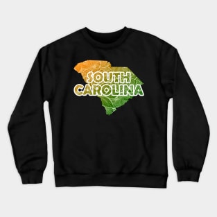 Colorful mandala art map of South Carolina with text in green and orange Crewneck Sweatshirt